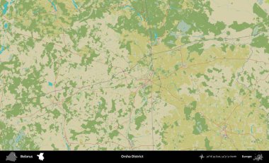 Orsha Bölgesi. Topografik İnsani Stil Haritasında Belarus 'un idari alanı