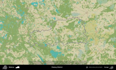 Pastavy Bölgesi. Belarus 'un idari alanı Topografik İnsani Stil Haritası' nda özetlenmiştir