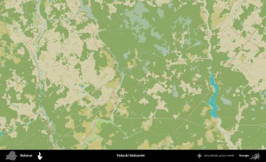 Patocki Sielsaviet. Topografik İnsani Stil Haritasında Belarus 'un idari alanı
