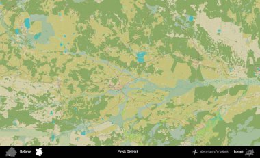 Pinsk Bölgesi. Topografik İnsani Stil Haritasında Belarus 'un idari alanı
