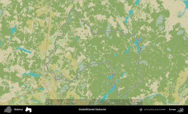 Stadoliscanski Sielkurtarviet. Belarus 'un idari alanı Topografik İnsani Stil Haritası' nda özetlenmiştir