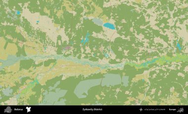 Zytkavicy Bölgesi. Topografik İnsani Stil Haritasında Belarus 'un idari alanı