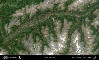 Efendimiz. Temmuz 2022 'de çekilen Global Mozaik Sentinel-2 karolarından oluşan bir uydu görüntüsü üzerine İsviçre' nin idari bölgesi