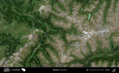 Klosters. İsviçre 'nin idari bölgesi, Temmuz 2022' de çekilen Global Mozaik Sentinel-2 karolarından oluşan bir uydu görüntüsüyle özetlenmiştir.