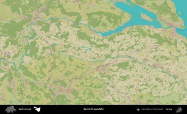 Bezirk Frauenfeld. Topografik İnsani Stil Haritasında İsviçre 'nin idari alanı