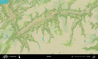 Herens. Topografik İnsani Stil Haritasında İsviçre 'nin idari alanı