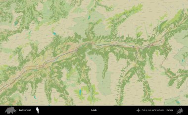 Leuk. Topografik İnsani Stil Haritasında İsviçre 'nin idari alanı