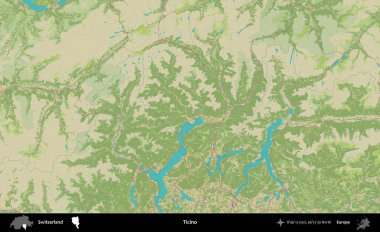 Ticino. Topografik İnsani Stil Haritasında İsviçre 'nin idari alanı