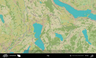 Zug. İsviçre 'nin idari bölgesi Topografik İnsani Stil Haritası ile özetlenmiştir