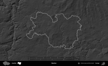 Bochov. Gri tonlu yükseklik haritasına göre Çek Cumhuriyeti 'nin idari bölgesi