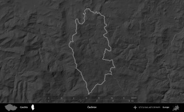 Cachrov. Gri tonlu yükseklik haritasına göre Çek Cumhuriyeti 'nin idari bölgesi
