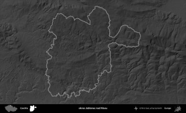 Tamam Jablonec nad Nisou. Gri tonlu yükseklik haritasına göre Çek Cumhuriyeti 'nin idari bölgesi