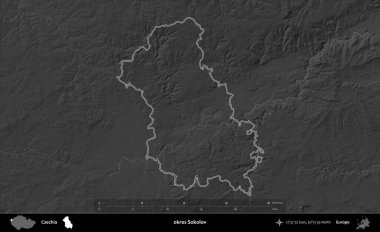Tamam Sokolov. Gri tonlu yükseklik haritasına göre Çek Cumhuriyeti 'nin idari bölgesi