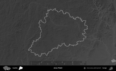 Tamam Trebic. Gri tonlu yükseklik haritasına göre Çek Cumhuriyeti 'nin idari bölgesi
