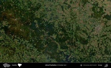 Alıştırma yap. Ekim 2021 'de çekilen Global Mozaik Sentinel-2 karolarından oluşan bir uydu görüntüsü üzerine Çek idari bölgesi