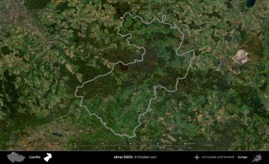 Tamam Decin. Ekim 2021 'de çekilen Global Mozaik Sentinel-2 karolarından oluşan bir uydu görüntüsü Çek idari bölgesinde özetlendi