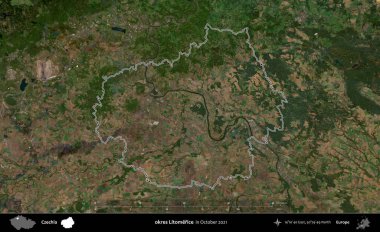 Tamam Litomerice. Ekim 2021 'de çekilen Global Mozaik Sentinel-2 karolarından oluşan bir uydu görüntüsü Çek idari bölgesinde özetlendi