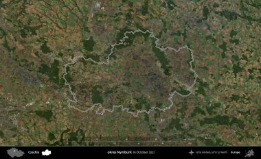 Tamam Nymburk. Ekim 2021 'de çekilen Global Mozaik Sentinel-2 karolarından oluşan bir uydu görüntüsü Çek idari bölgesinde özetlendi