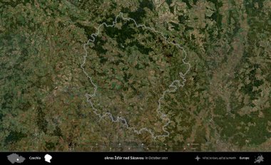 okres Zdar nad Sazavou. Ekim 2021 'de çekilen Global Mozaik Sentinel-2 karolarından oluşan bir uydu görüntüsü Çek idari bölgesinde özetlendi