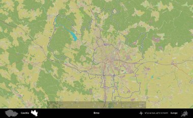 Brno. Çek İdari Bölgesi Topografik İnsani Stil Haritasında Özetlendi