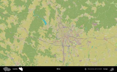 Brno. Topografik İnsani Yardım Stili Haritasında Çek İdari Bölgesi
