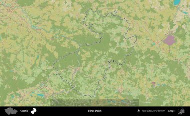Tamam Decin. Çek İdari Bölgesi Topografik İnsani Stil Haritasında Özetlendi