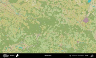 Tamam Decin. Topografik İnsani Yardım Stili Haritasında Çek İdari Bölgesi