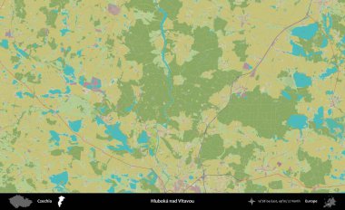 Hluboka nad Vltavou. Topografik İnsani Yardım Stili Haritasında Çek İdari Bölgesi