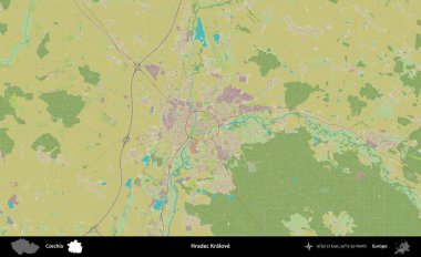 Hradec Kralove. Topografik İnsani Yardım Stili Haritasında Çek İdari Bölgesi