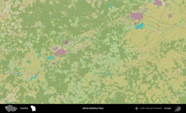 Tamam Karlovy Vary. Topografik İnsani Yardım Stili Haritasında Çek İdari Bölgesi