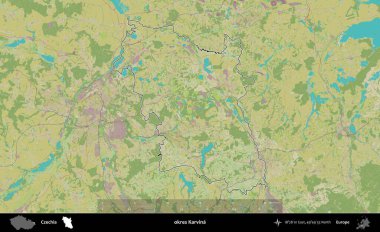 Tamam Karvina. Çek İdari Bölgesi Topografik İnsani Stil Haritasında Özetlendi