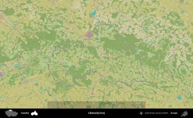 Liberecky kraj. Çek İdari Bölgesi Topografik İnsani Stil Haritasında Özetlendi
