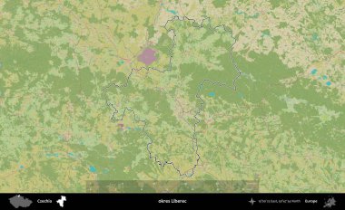 Tamam Liberec. Çek İdari Bölgesi Topografik İnsani Stil Haritasında Özetlendi
