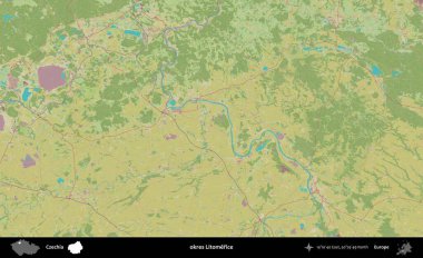 Tamam Litomerice. Topografik İnsani Yardım Stili Haritasında Çek İdari Bölgesi