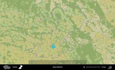 Tamam Nachod. Çek İdari Bölgesi Topografik İnsani Stil Haritasında Özetlendi
