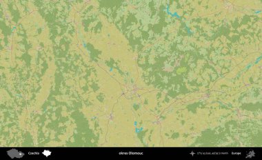 Tamam Olomouc. Topografik İnsani Yardım Stili Haritasında Çek İdari Bölgesi