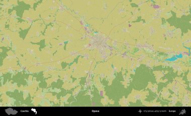 Opava. Topografik İnsani Yardım Stili Haritasında Çek İdari Bölgesi