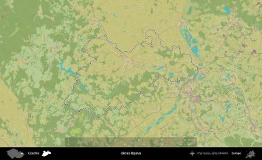 Tamam Opava. Çek İdari Bölgesi Topografik İnsani Stil Haritasında Özetlendi