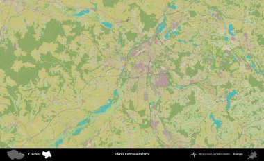 Tamam Ostrava-mesto. Topografik İnsani Yardım Stili Haritasında Çek İdari Bölgesi