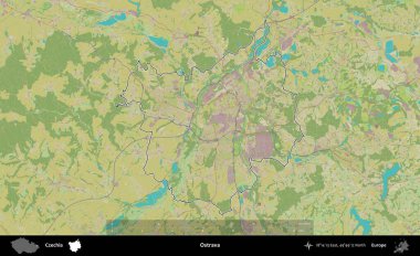 Ostrava. Çek İdari Bölgesi Topografik İnsani Stil Haritasında Özetlendi