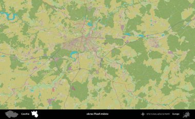 Tamam Plzen-mesto. Topografik İnsani Yardım Stili Haritasında Çek İdari Bölgesi