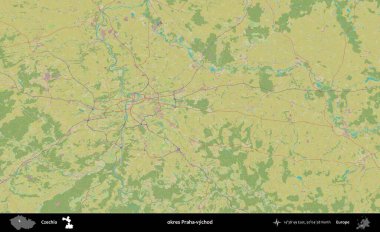 Tamam Praha-vychod. Topografik İnsani Yardım Stili Haritasında Çek İdari Bölgesi