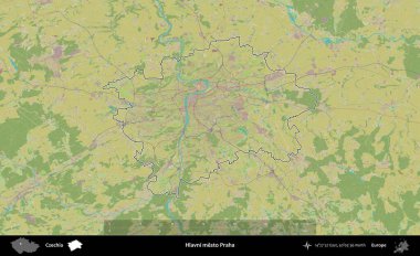Hlavni mesto Praha. Çek İdari Bölgesi Topografik İnsani Stil Haritasında Özetlendi