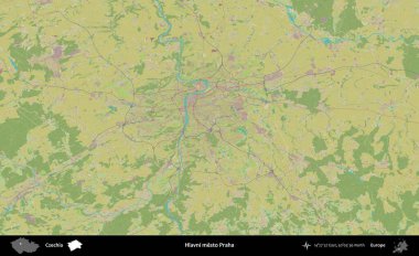 Hlavni mesto Praha. Topografik İnsani Yardım Stili Haritasında Çek İdari Bölgesi