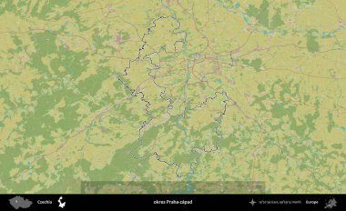 Tamam Praha-zapad. Çek İdari Bölgesi Topografik İnsani Stil Haritasında Özetlendi