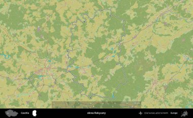 Tamam Rokycany. Çek İdari Bölgesi Topografik İnsani Stil Haritasında Özetlendi