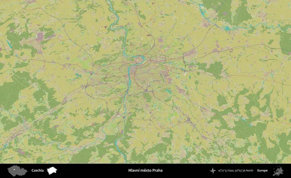 Hlavni mesto Praha. Topografik İnsani Yardım Stili Haritasında Çek İdari Bölgesi