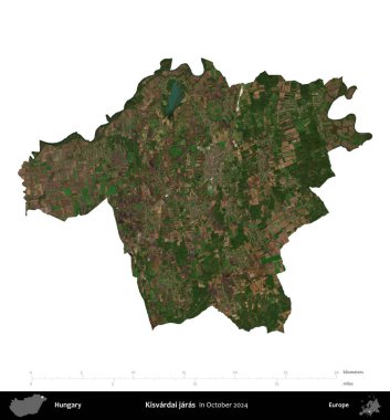 Kisvardai jaras. Macaristan 'ın idari bölgesi, Ekim 2024' te çekilen Global Mozaik Sentinel-2 karolarından oluşan bir uydu görüntüsü üzerinde beyaza izole edildi.