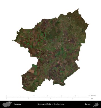Szerencsi jaras. Macaristan 'ın idari bölgesi, Ekim 2024' te çekilen Global Mozaik Sentinel-2 karolarından oluşan bir uydu görüntüsü üzerinde beyaza izole edildi.