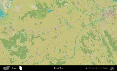 Csornai jaras. Macaristan 'ın Topografik İnsani Stil Haritası İdari Alanı